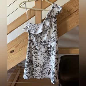 Banana Republic White One Shoulder Floral Dress